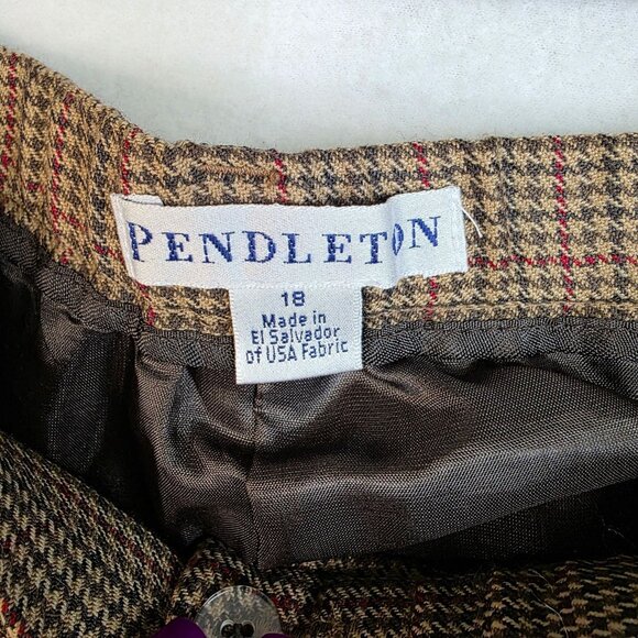 Pendleton 90s 18 Wool Trousers Tailored Wide Leg Plaid Pleated High Rise Vintage - Picture 6 of 10